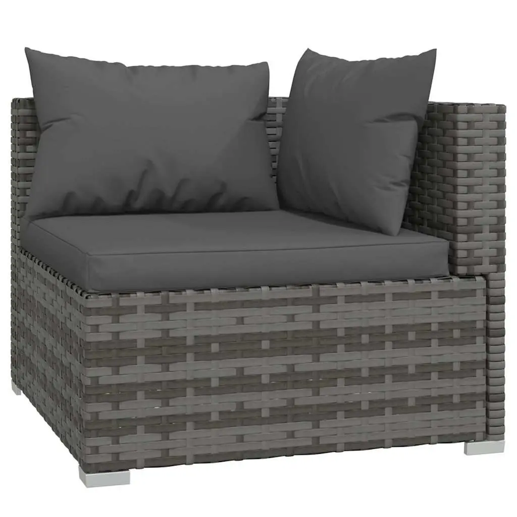 Garden Lounge Set Grey 8 Piece Modular Outdoor Furniture with Water-Resistant Cushions