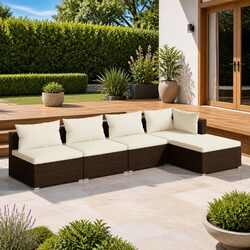 Compact 5 Piece Outdoor Lounge Set in Brown