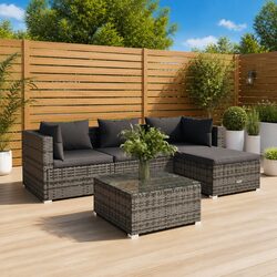 Compact 5-Piece Garden Lounge Set in Grey