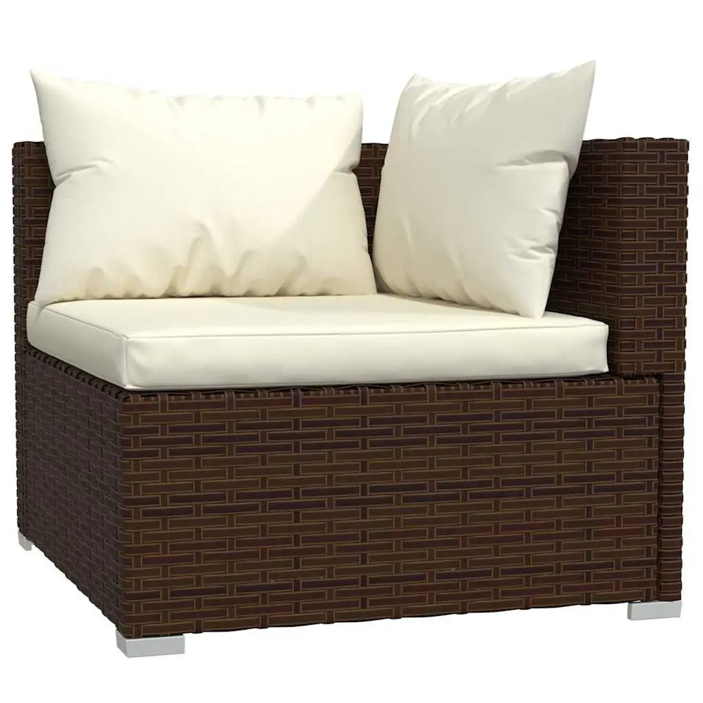 5 Piece Garden Lounge Set Outdoor Patio Furniture Poly Rattan Brown with