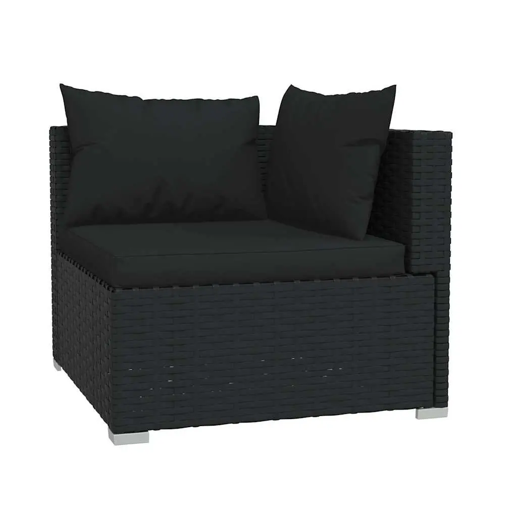 Garden Lounge Set 4 Piece Outdoor Furniture Modular Poly Rattan Black Cushions