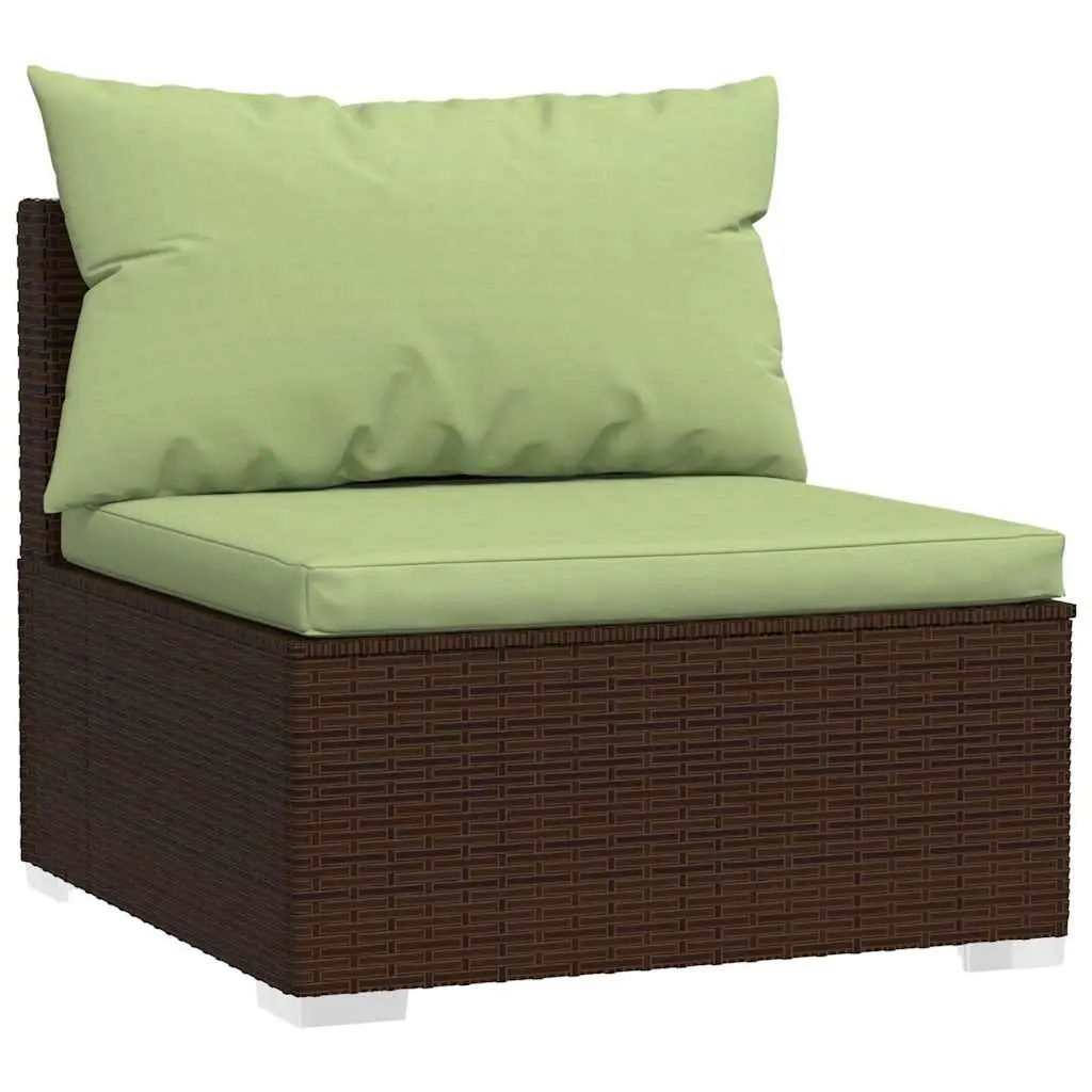5 Piece Garden Lounge Set Outdoor Patio Furniture PE Rattan Sofa Cushions Brown