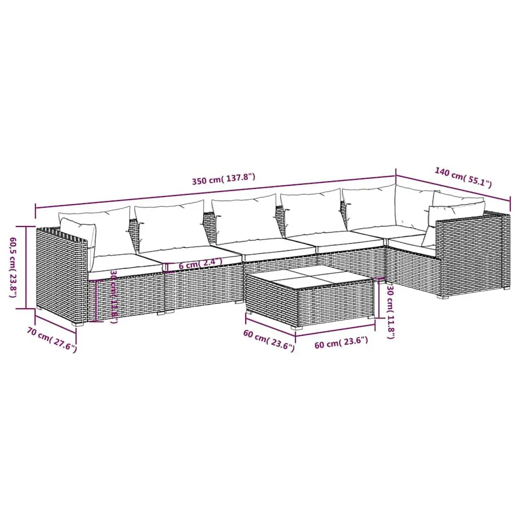 7-Piece Modular Lounge Set for Outdoor Comfort
