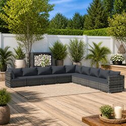 Compact 9 Piece Garden Lounge Set with Modular Design