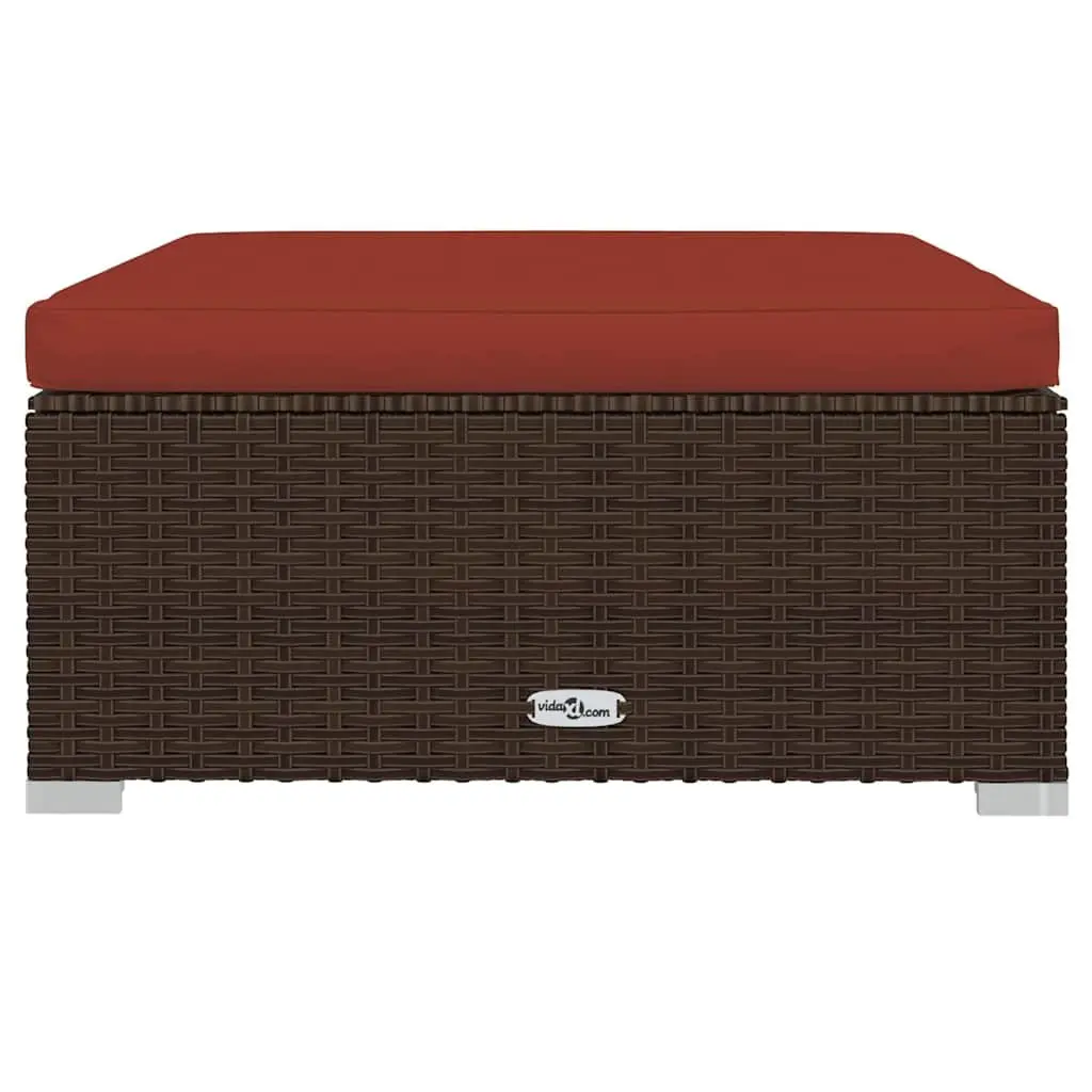 Garden Lounge Set 6 Piece Poly Rattan Outdoor Furniture with Cushions Brown