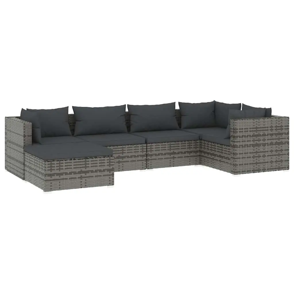 Garden Lounge Set Grey 6 Piece Modular Outdoor Patio Furniture with Cushions