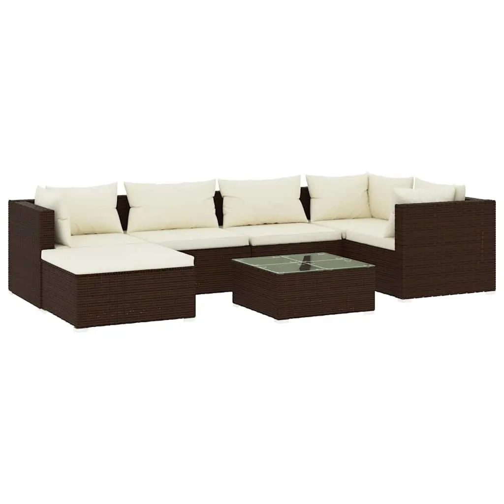 Garden Lounge Set 7 Piece Outdoor Patio Furniture Poly Rattan Modular with