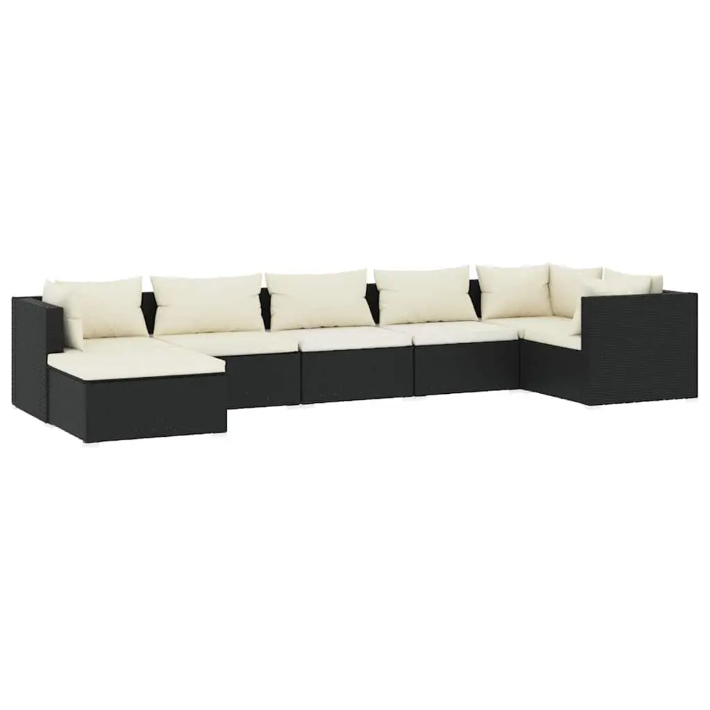 7 Piece Poly Rattan Garden Lounge Set with Cushions Outdoor Patio Furniture
