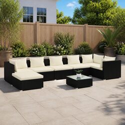 Garden Lounge Set 8 Piece Outdoor Patio Furniture Modular Poly Rattan Black