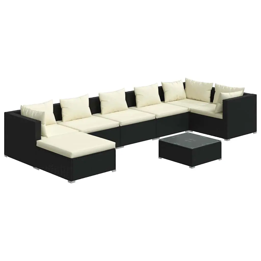 Garden Lounge Set 8 Piece Outdoor Patio Furniture Modular Poly Rattan Black