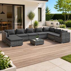 Compact and Stylish 9 Piece Garden Lounge Set
