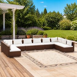 Garden Lounge Set 10 Piece Poly Rattan Modular Outdoor Furniture with Cushions