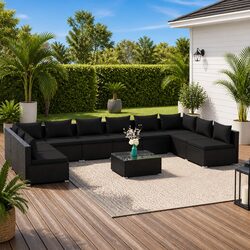 Compact 11-Piece Outdoor Lounge Set with Flexibility