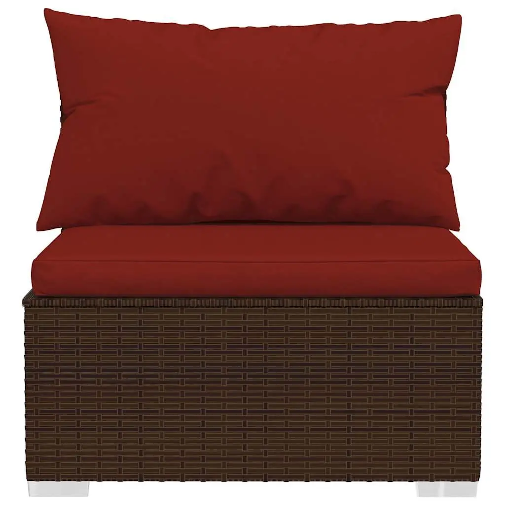 Garden Lounge Set 6 Piece Modular Outdoor Furniture with Cushions Brown Rattan