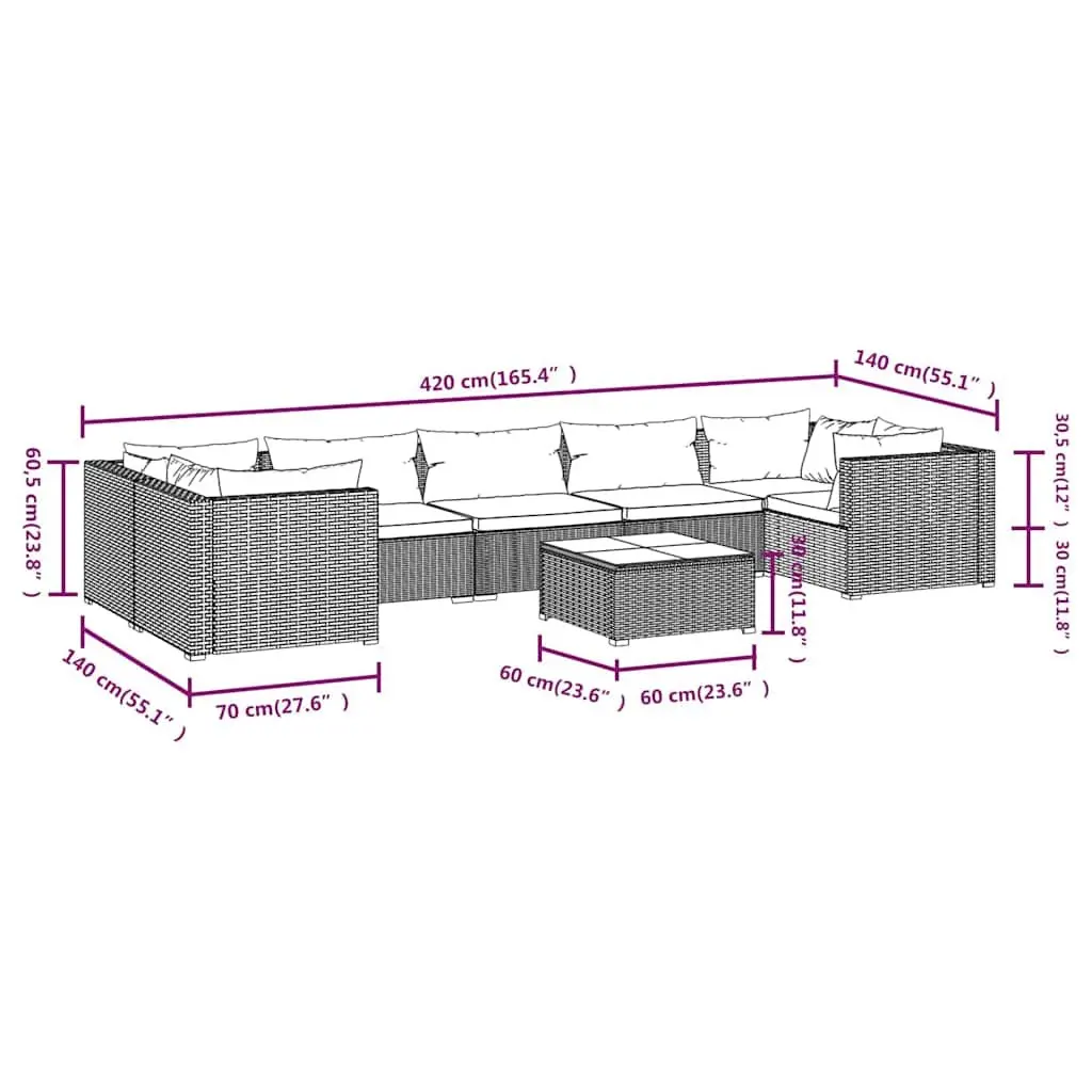 8-Piece Modular Lounge Set for Outdoor Relaxation