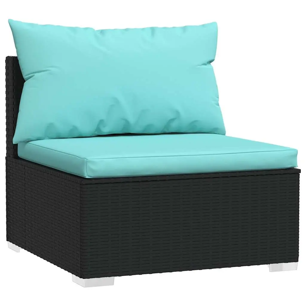Garden Lounge Set Black 8 Piece Modular Outdoor Patio Furniture with Cushions