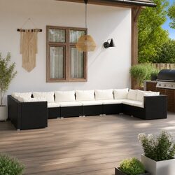 Outdoor Garden Lounge Set 10 Piece Poly Rattan Modular Patio Furniture with