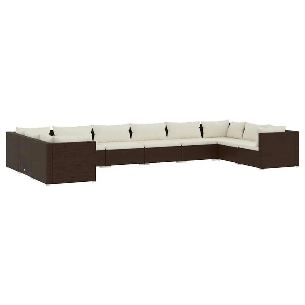 Garden Lounge Set 10 Piece Modular Poly Rattan Outdoor Furniture with Cushions