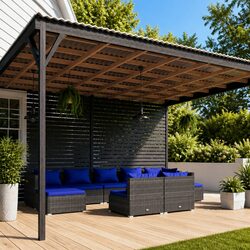 Effortless 9 Piece Grey Outdoor Lounge Set for Relaxation