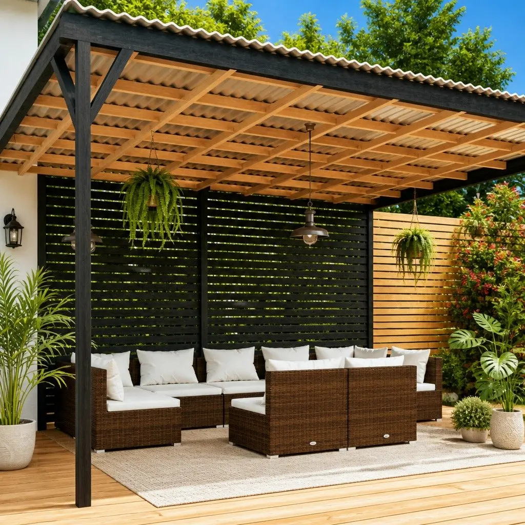 9 Piece Garden Lounge Set Outdoor Patio Furniture Brown PE Rattan Cushions