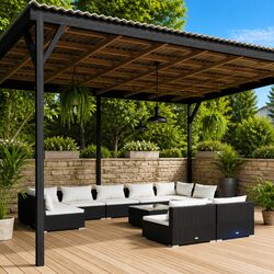 10 Piece Black Garden Lounge Set: Simple and Stylish