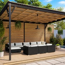 Compact 10 Piece Black Garden Lounge Set