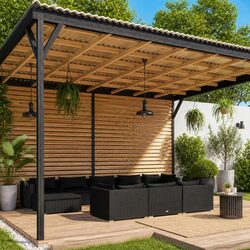 Concise 10-Piece Black Garden Lounge Set