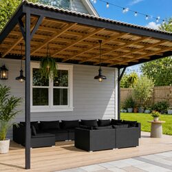 Garden Lounge Set 9 Piece Outdoor Patio Furniture Black Poly Rattan Modular