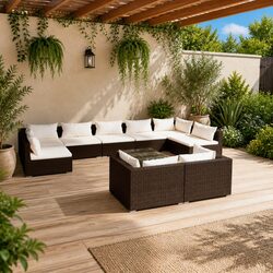 Compact and Stylish 10-Piece Outdoor Lounge Set