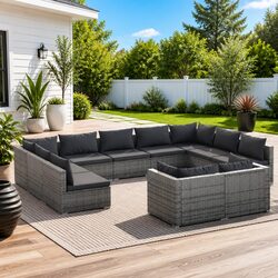 11-Piece Modular Garden Lounge Set - Compact and Durable