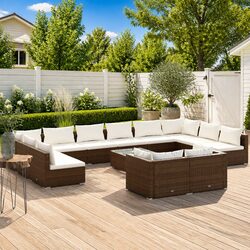 Compact and Reliable 13-Piece Brown Patio Lounge Set