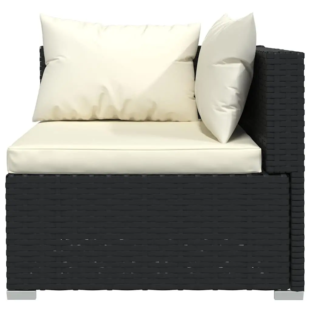 Garden Lounge Set 11 Piece Outdoor Furniture Black Poly Rattan Modular Sofa