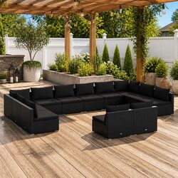 Compact 12 Piece Modular Garden Lounge Set in Black