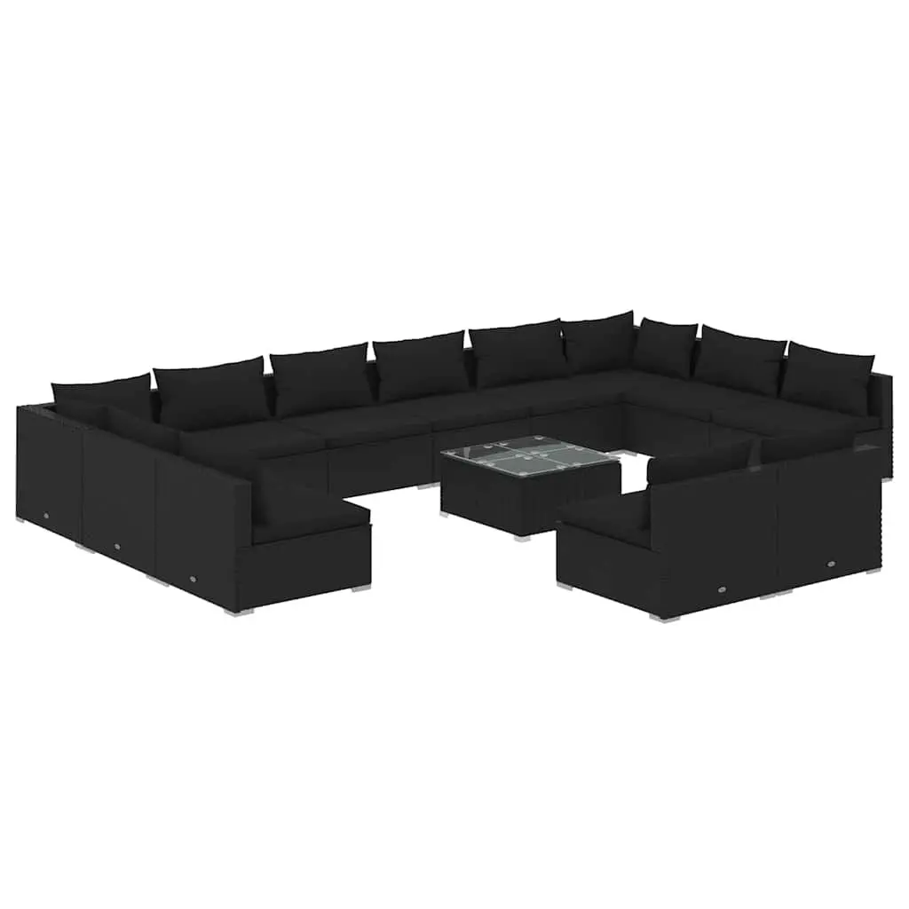 Garden Lounge Set 13 Piece Outdoor Furniture Black Poly Rattan Patio Sofa