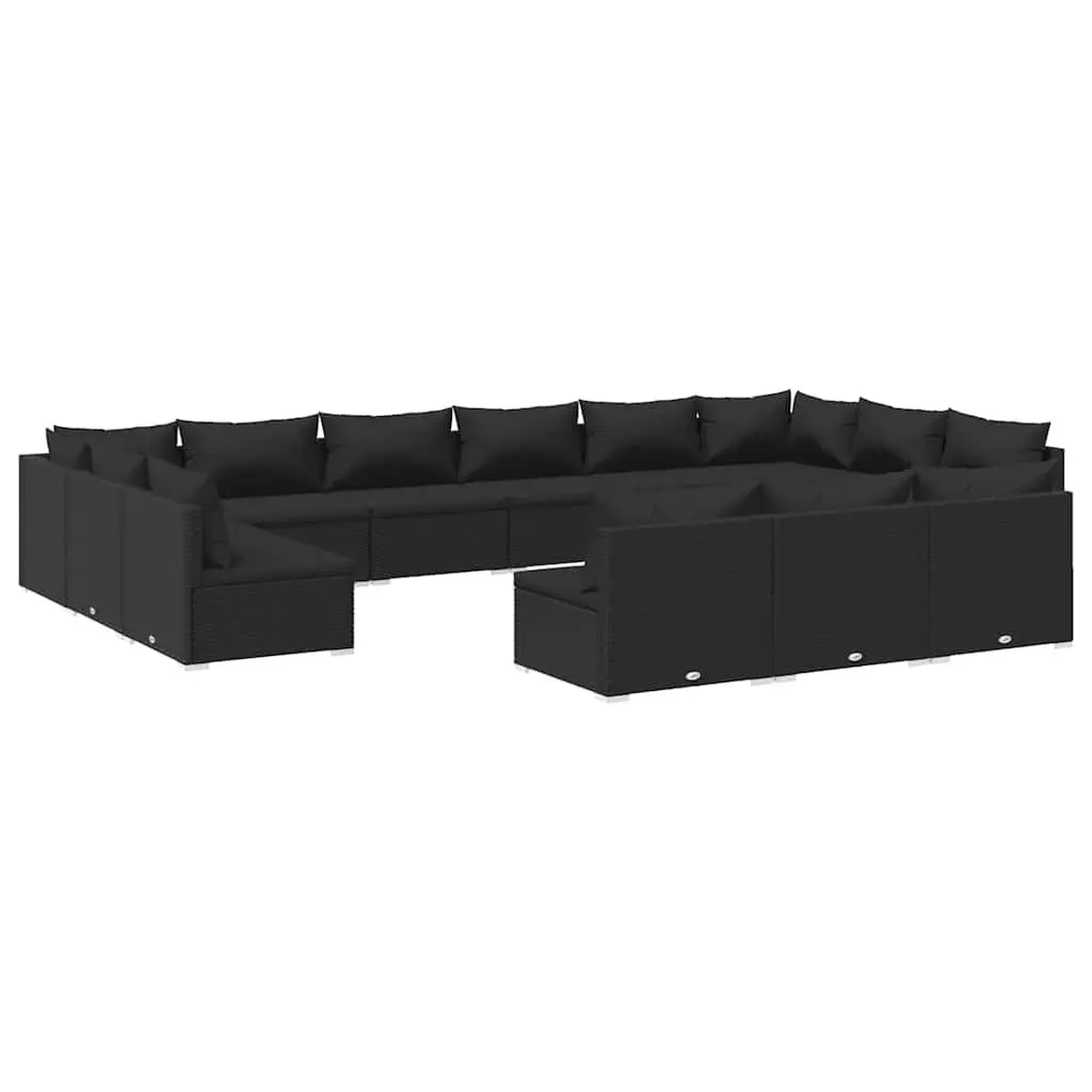 Garden Lounge Set 13 Piece Black Poly Rattan Outdoor Furniture Patio Sectional