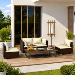 Compact 4 Piece Garden Lounge Set for Outdoor Relaxation