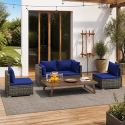 Compact 4-Piece Grey Outdoor Lounge Set