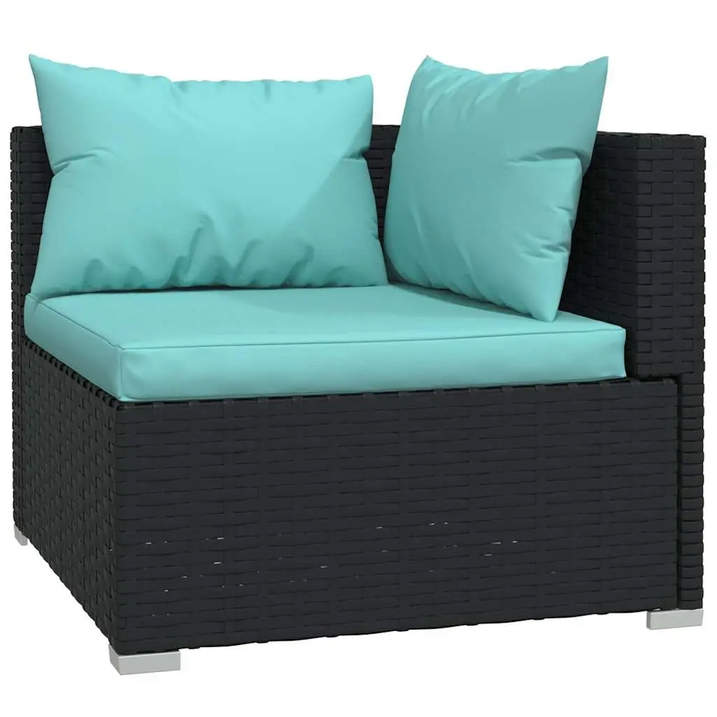 Garden Lounge Set 6 Piece Outdoor Patio Furniture Black Modular Rattan Sofa