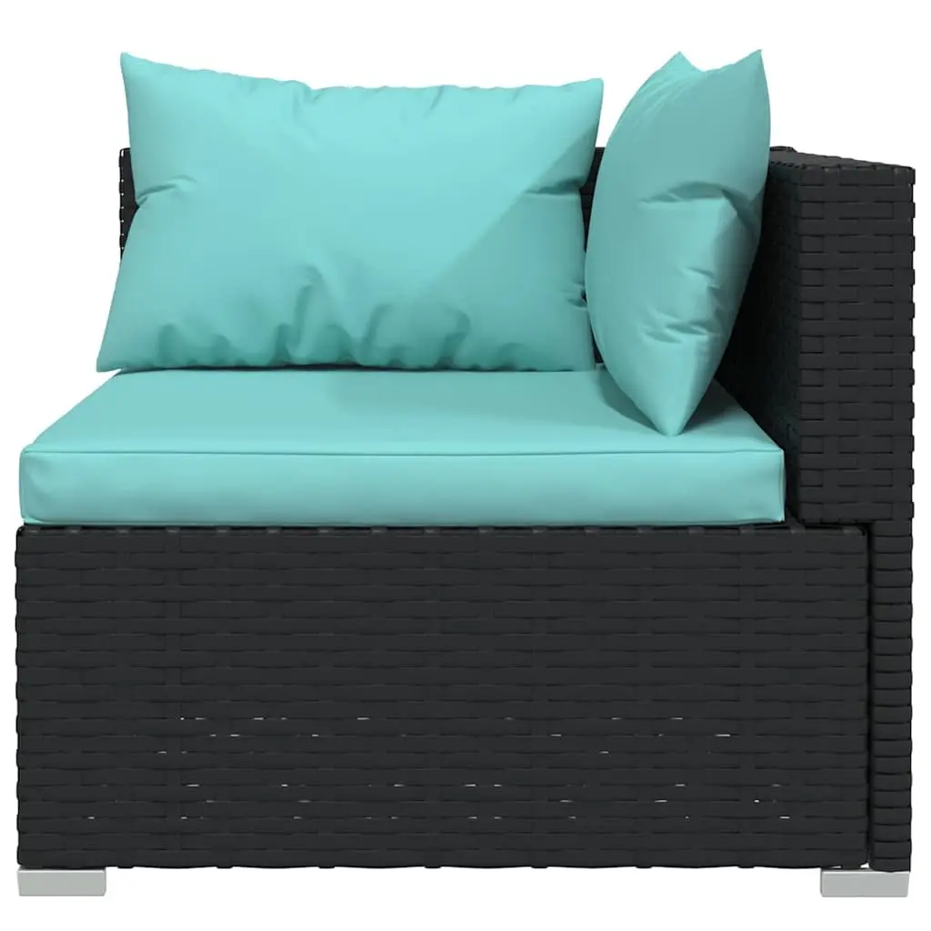 Garden Lounge Set 6 Piece Outdoor Patio Furniture Black Modular Rattan Sofa