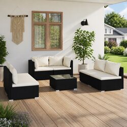 7 Piece Garden Lounge Set Outdoor Patio Furniture Poly Rattan Sofa with