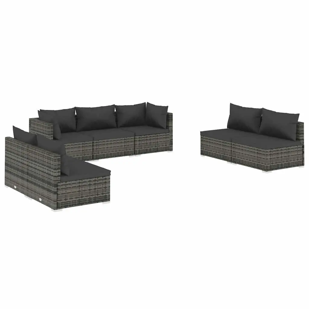 7 Piece Garden Lounge Set Outdoor Patio Furniture Modular Rattan Sofa Grey