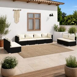 Concise 8-Piece Black Modular Lounge Set for Patios