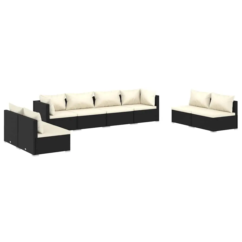 Garden Lounge Set 8 Piece Outdoor Patio Furniture PE Rattan Modular Black