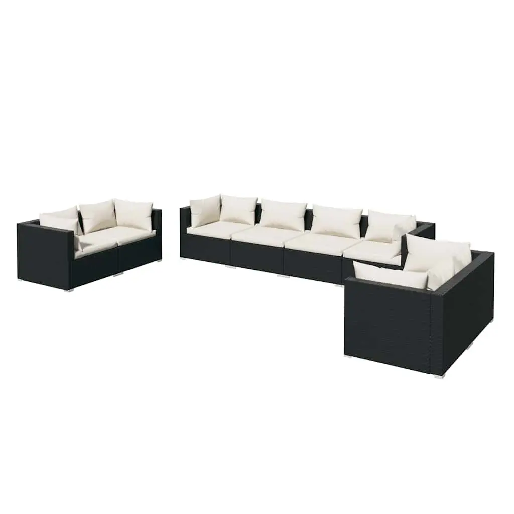 Garden Lounge Set 8 Piece Outdoor Patio Furniture Black Modular Sofa with