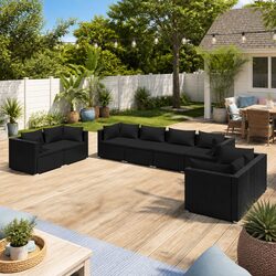 Compact 8 Piece Garden Lounge Set in Black