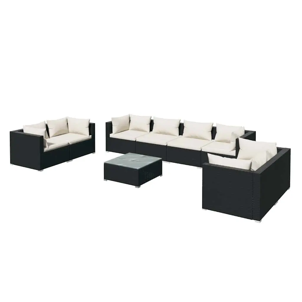 Garden Lounge Set 9 Piece Outdoor Patio Furniture Modular Rattan Sofa Black