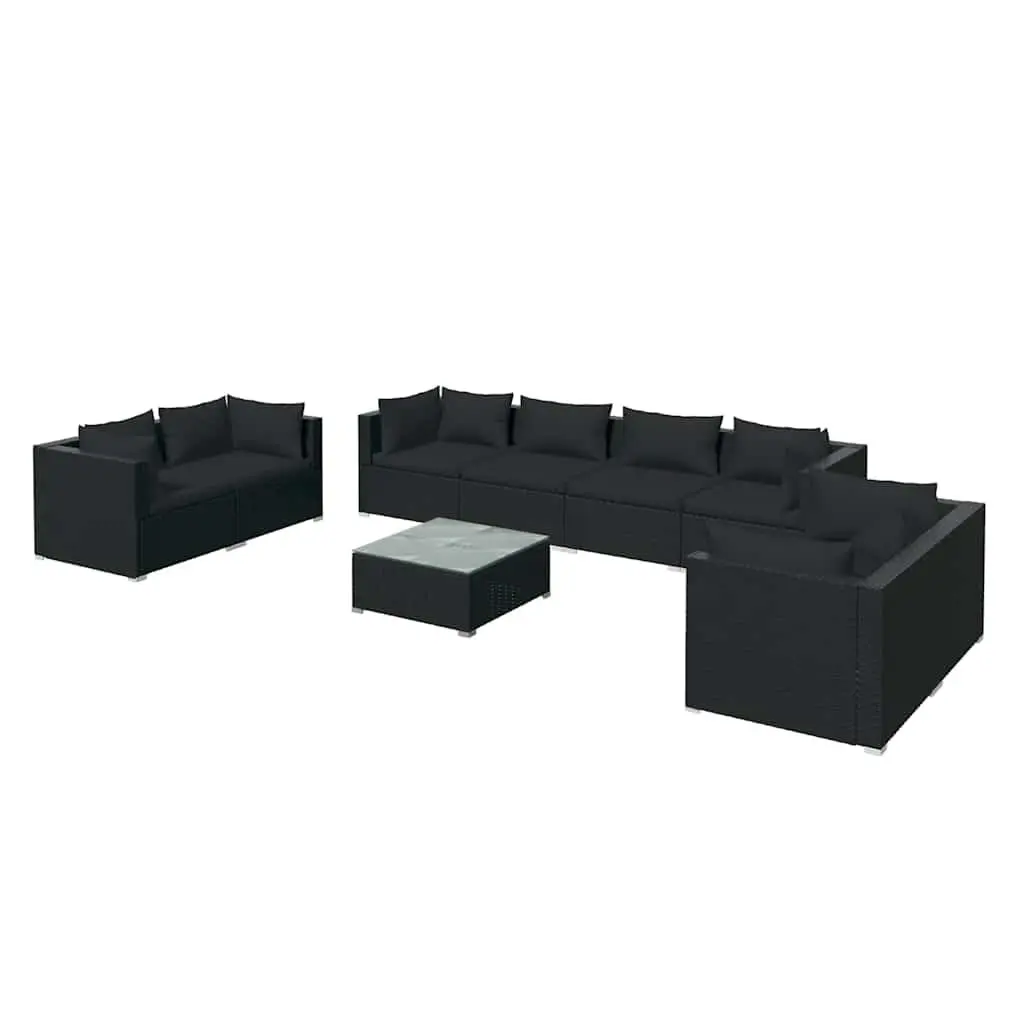 Garden Lounge Set 9 Piece Outdoor Furniture Patio Sofa with Cushions Black