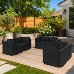 Compact 6 Piece Garden Lounge Set in Black