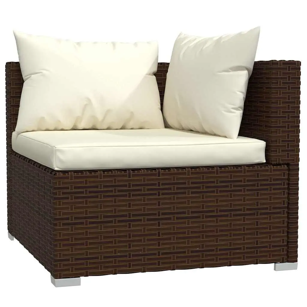 6 Piece Outdoor Garden Lounge Set Brown Modular Patio Furniture with Cushions
