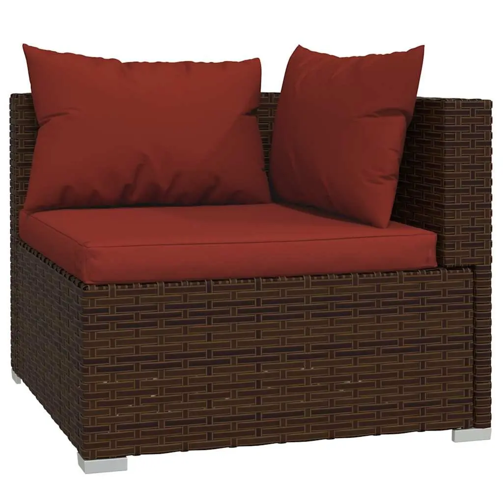 Garden Lounge Set 6 Piece Outdoor Patio Furniture Brown PE Rattan Modular Sofa